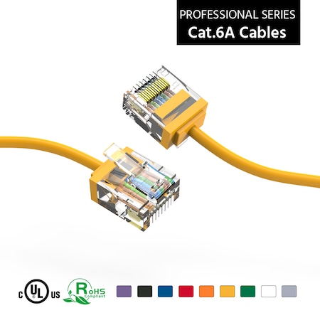 Bestlink Netware CAT6A UTP Super-Slim Ethernet Network Cable 32AWG- 1.5ft- Yellow 100291YW